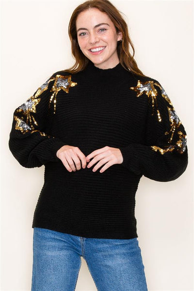 Sequin Embroidered Star Sweater