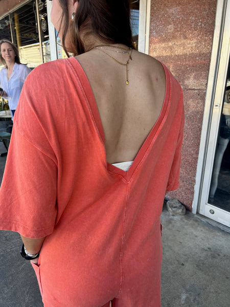 Casual V Back Romper
