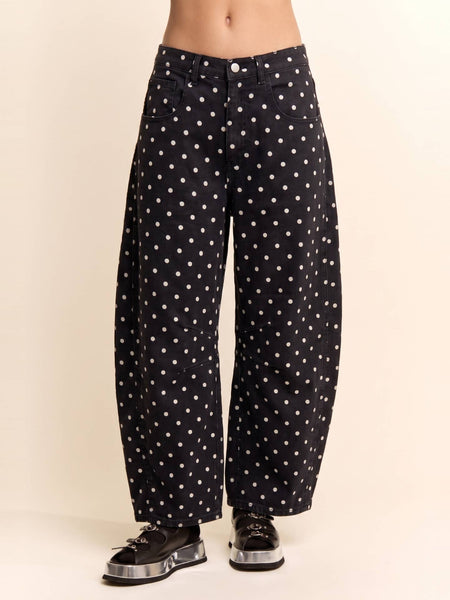 High Waist Polka Dot Barrel Jeans