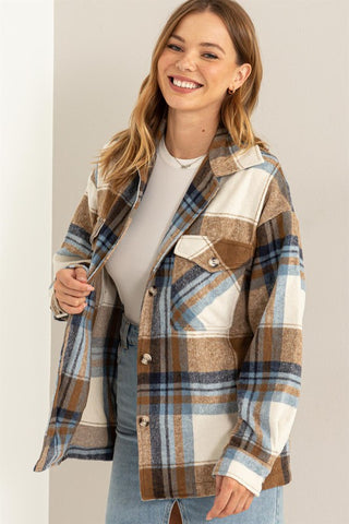 Stay Easy Plaid Shacket NEW