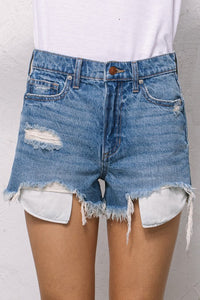 Distressed High Rise Shorts