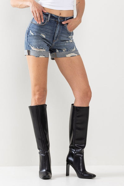Gia High Rise Cuff Hem Shorts