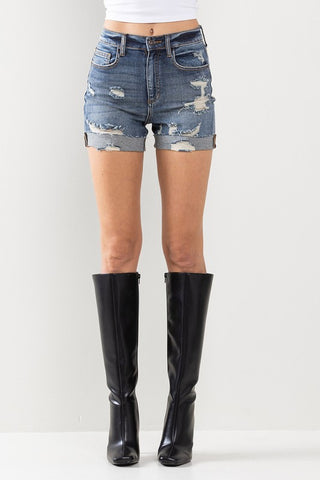 Gia High Rise Cuff Hem Shorts