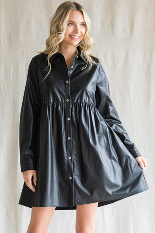 Pleather Babydoll Dress-SALE