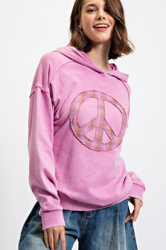 Peace Sign Patch Front Hoodie