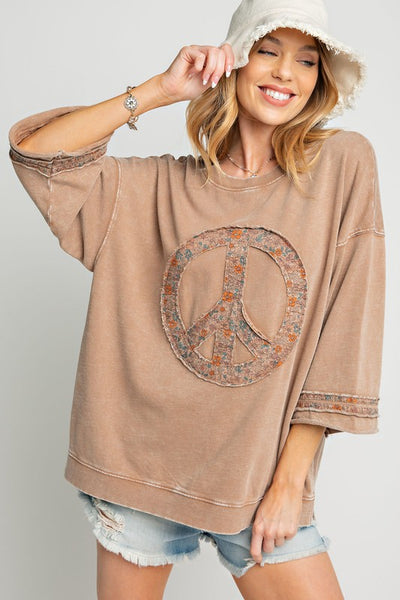 Floral Peace Sign Top