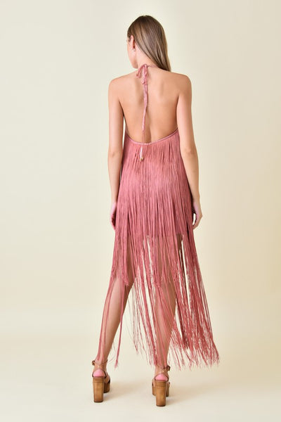 Fringe Halterneck Dress