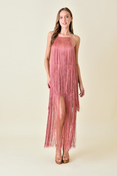 Fringe Halterneck Dress