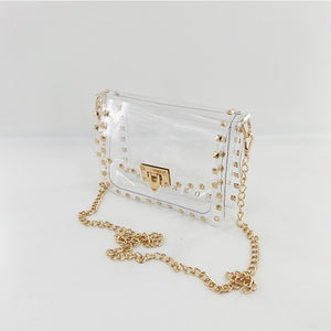 Clear Stadium Bag with Gold Studs