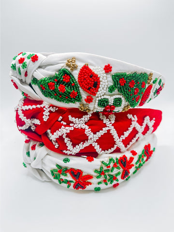 White Beaded Wreath Design Headband