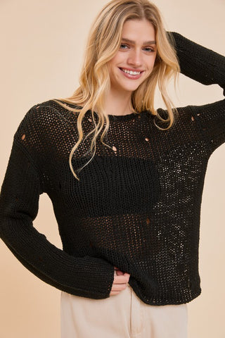 Distressed Knit Top