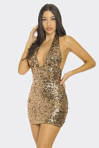 Halter Sequin Mini Dress