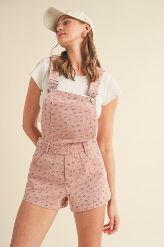 Washed Floral Overalls