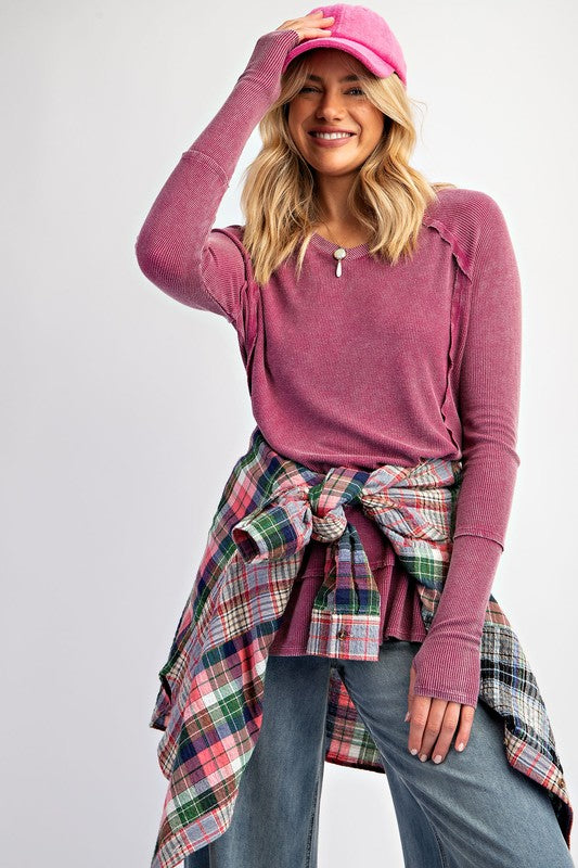 Thermal Washed Knit Top