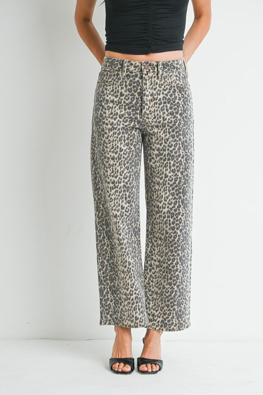 High Rise Vintage Leopard Print Jeans