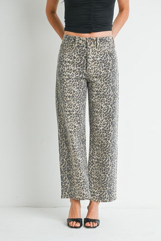High Rise Vintage Leopard Print Jeans