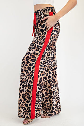 Leopard Side Stripe Track Pants