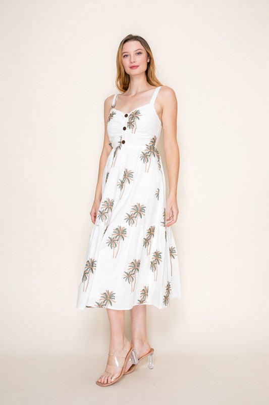 Palm Tree Midi Dress