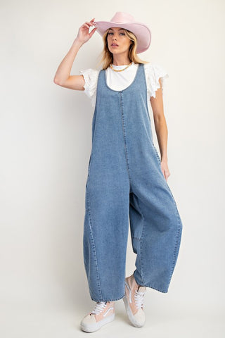Washed Denim Jumpsuit