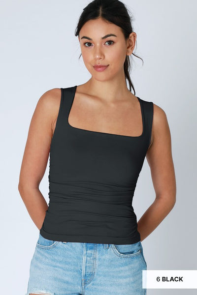 Square Neck Shirred Top