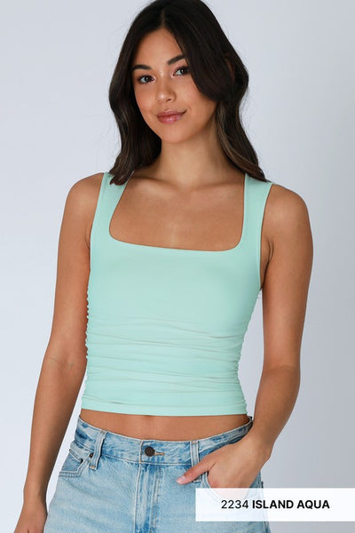 Square Neck Shirred Top