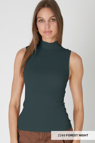 Wide Ribbed Mock Neck Top