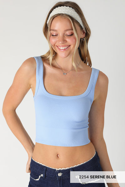 Chevron Ribbed Crop Top