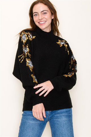 Sequin Embroidered Star Sweater