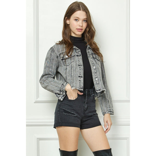 Striped Rhinestone Jacket
