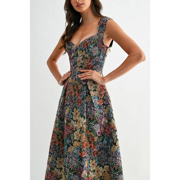 Jacquard Floral Midi Dress