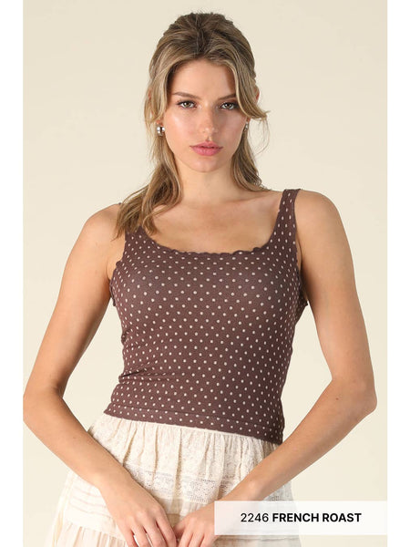 Polka Dot Edge Cropped Top