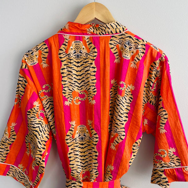 Tiger Block Print Robe