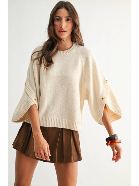 Button Sleeve Pullover