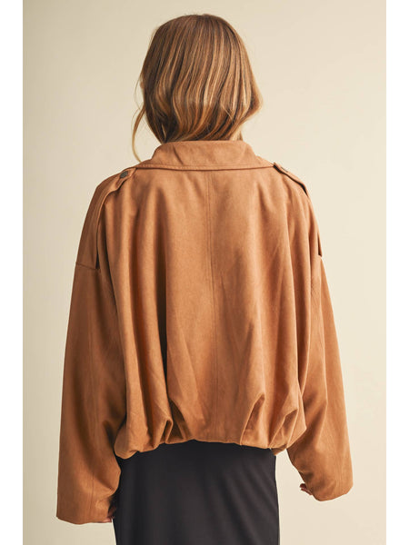 Faux Suede Blouson Jacket