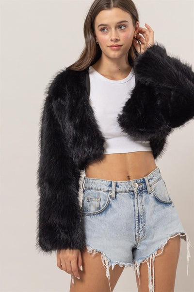 Cropped Faux Fur Jacket