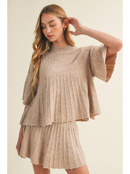Bell Sleeve Ribbed Pullover