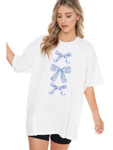 Coquete Ribbon Lace Bows Oversized Tee