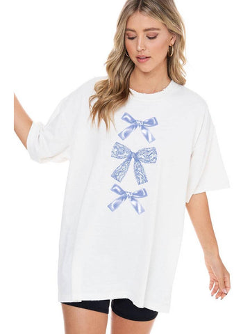 Coquete Ribbon Lace Bows Oversized Tee