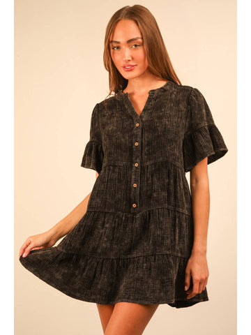 Mineral Washed Bell Sleeve Dress