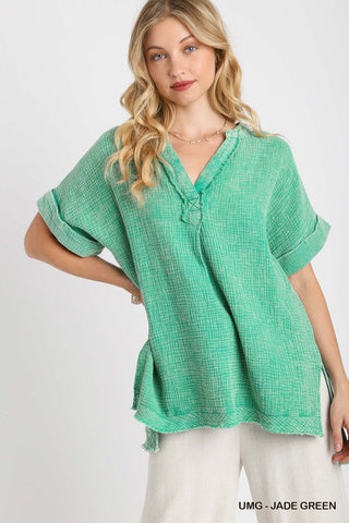 Mineral Washed Gauze Top