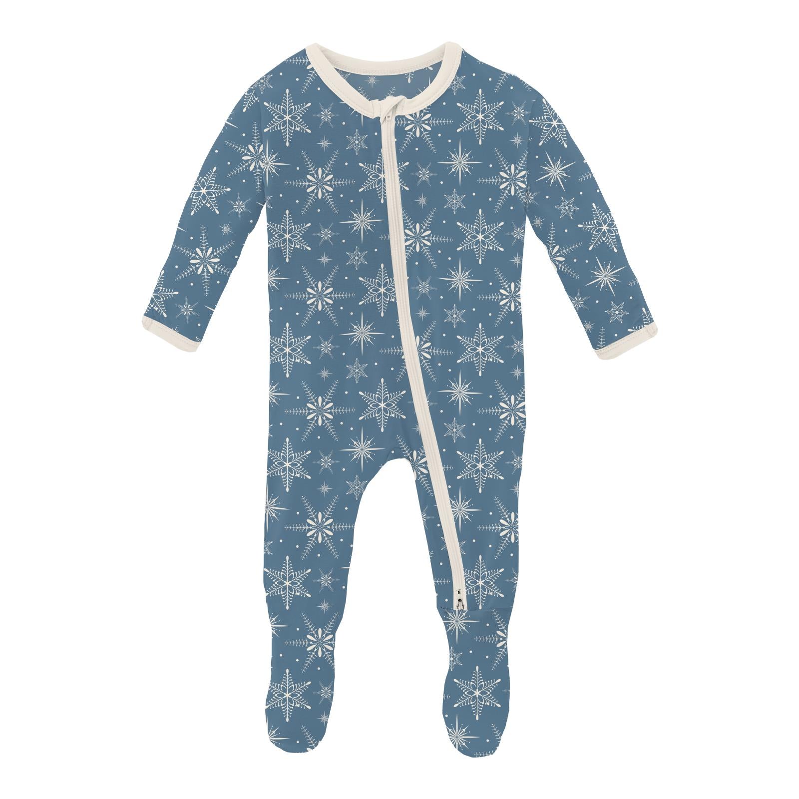 Parisian Blue Snowflakes Zip Footie