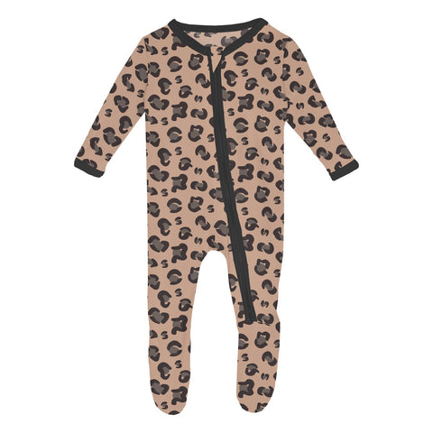 Suede Cheetah 2 Way Zipper Footie