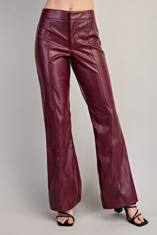High Rise Faux Leather Pants-sale