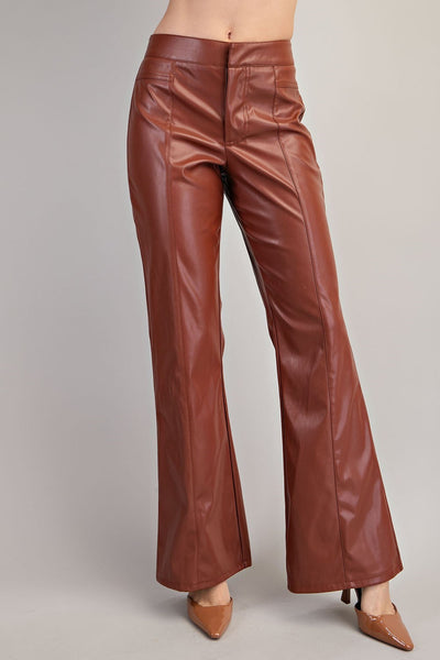 High Rise Faux Leather Pants-sale