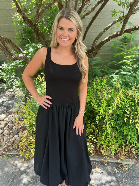 Shirred Waist Flare Dress