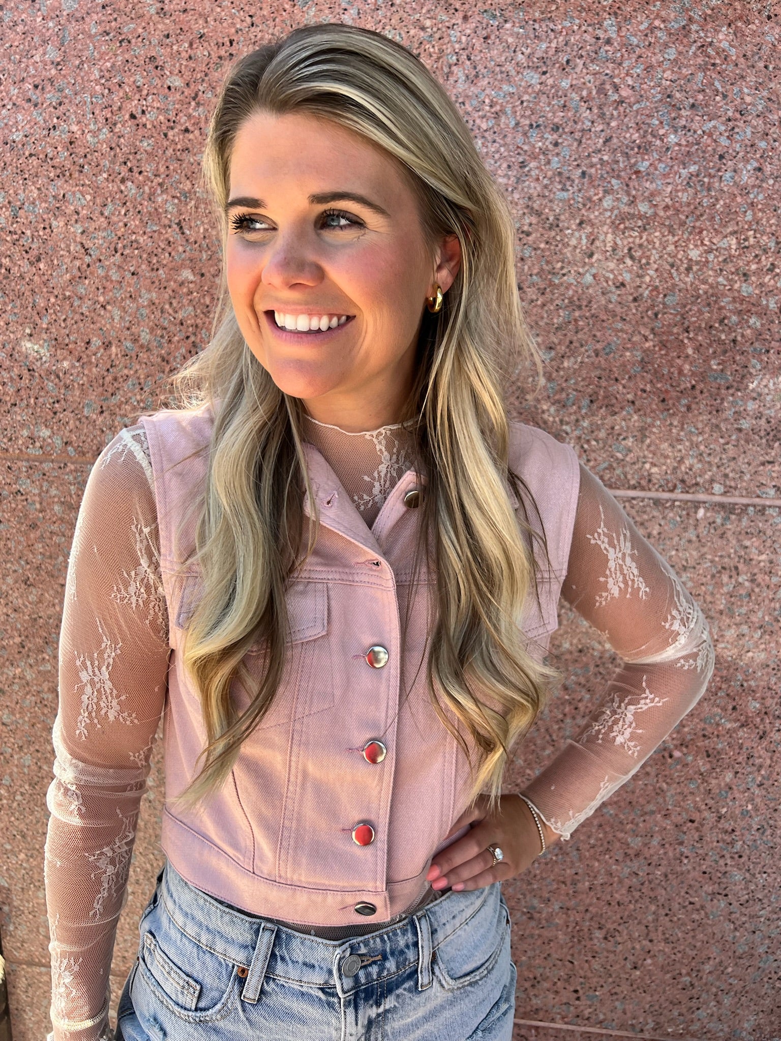 Shimmered Crop Vest