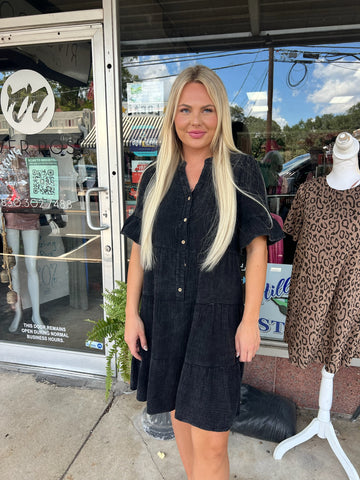 Mineral Washed Bell Sleeve Dress -