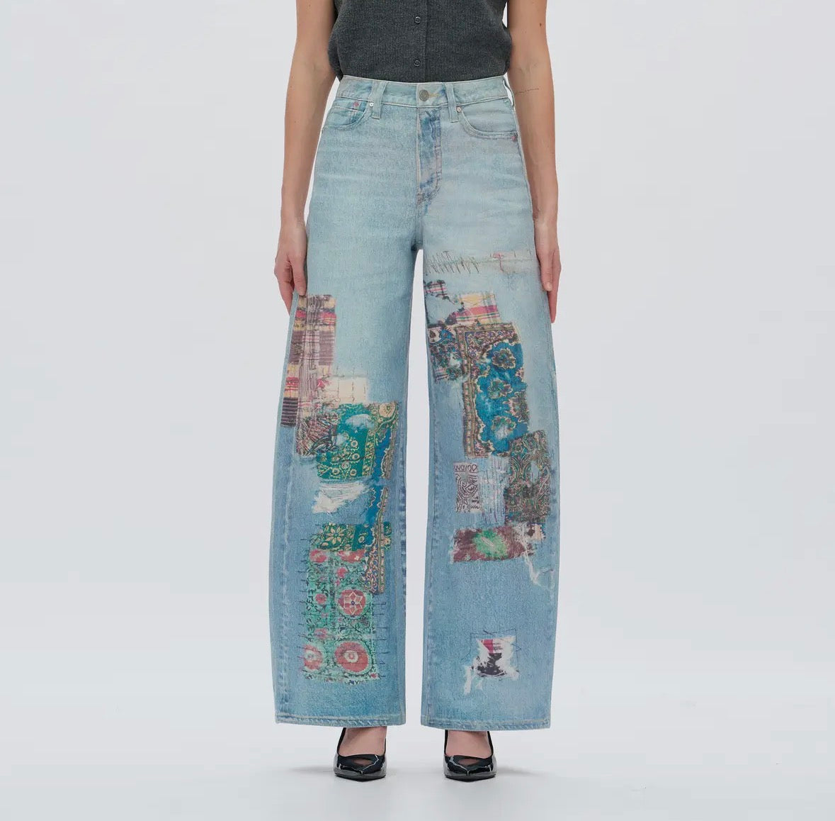 High Rise Patch Barrel Jeans