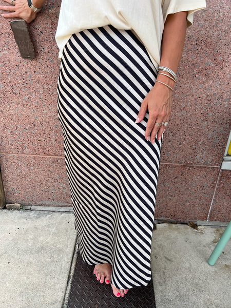 Alex Striped Midi Skirt