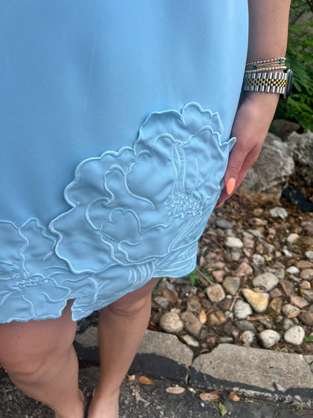 Floral Appliqué Sleeveless Mini Dress